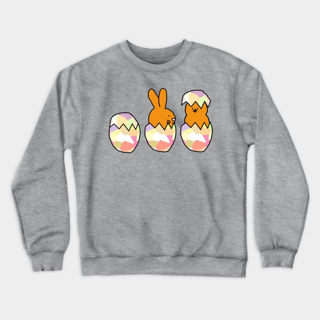 Funny Animals Eggs Easter Bunny and Baby Chick Crewneck Sweatshirt by ellenhenryart
